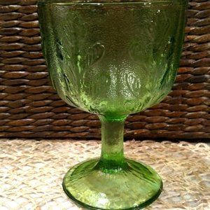 Vintage Green Leaf FTD Pedestal Dish, Candy Dish, EUC